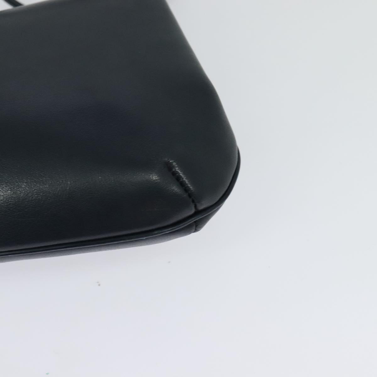 GIVENCHY Shoulder Bag Leather Navy Gold Auth BA3654