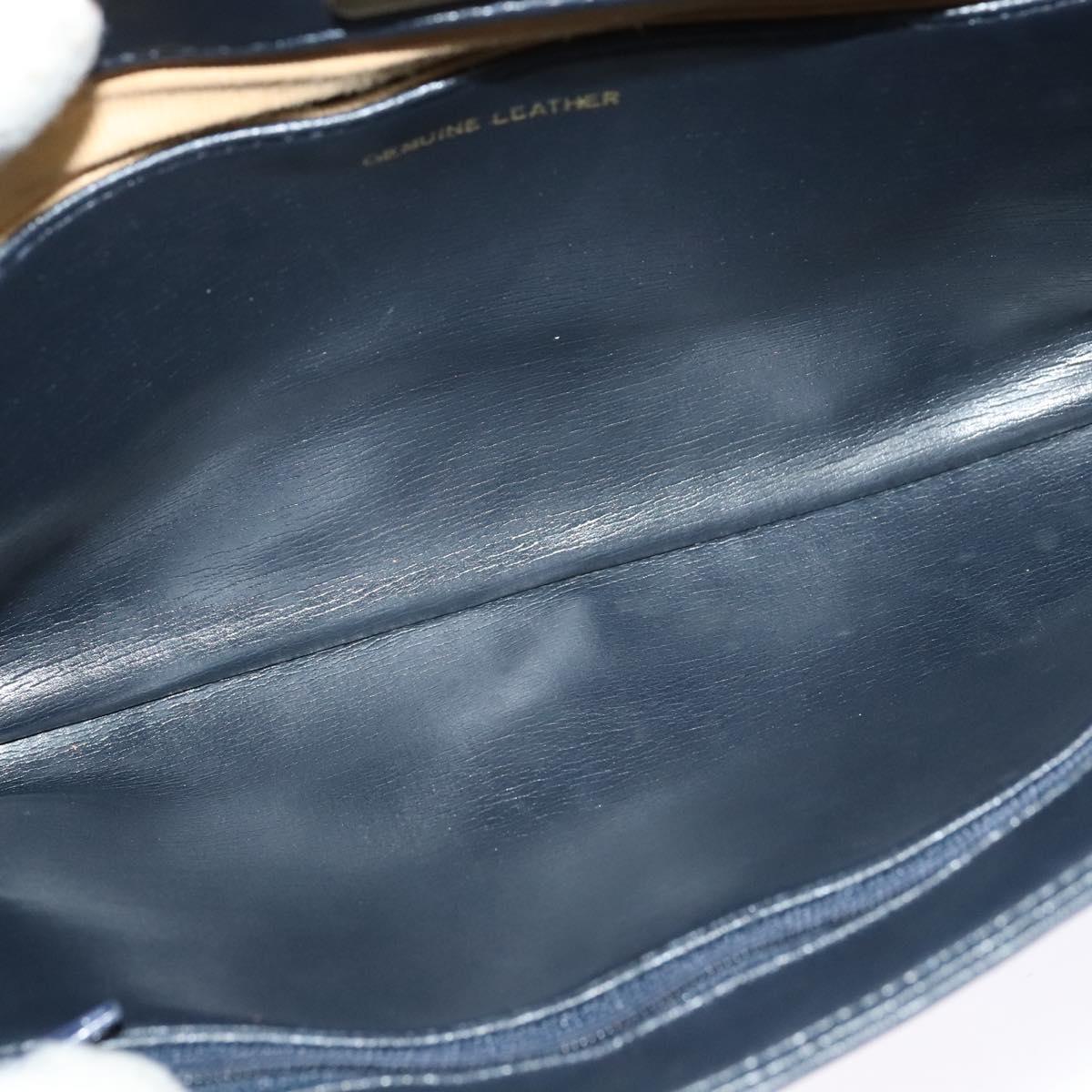 GIVENCHY Shoulder Bag Leather Navy Gold Auth BA3654