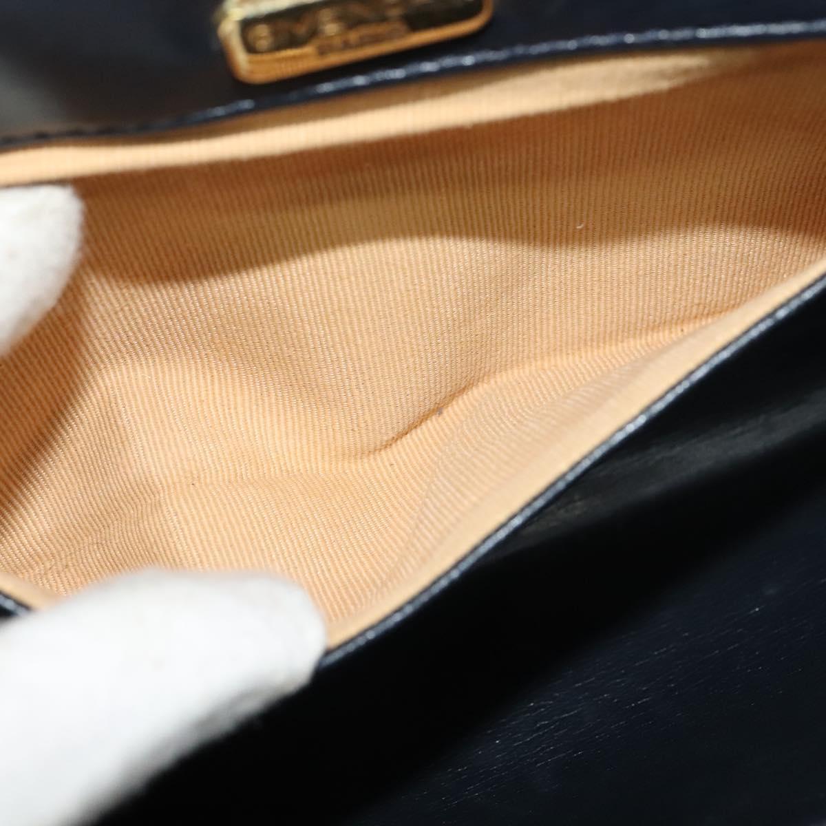 GIVENCHY Shoulder Bag Leather Navy Gold Auth BA3654