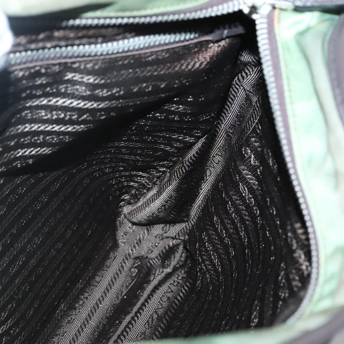 PRADA Shoulder Bag Nylon Khaki Silver Auth BA3657