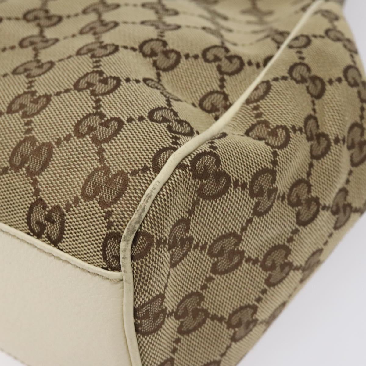 GUCCI GG Canvas Shoulder Bag Beige Gold 154982 Auth BA3658