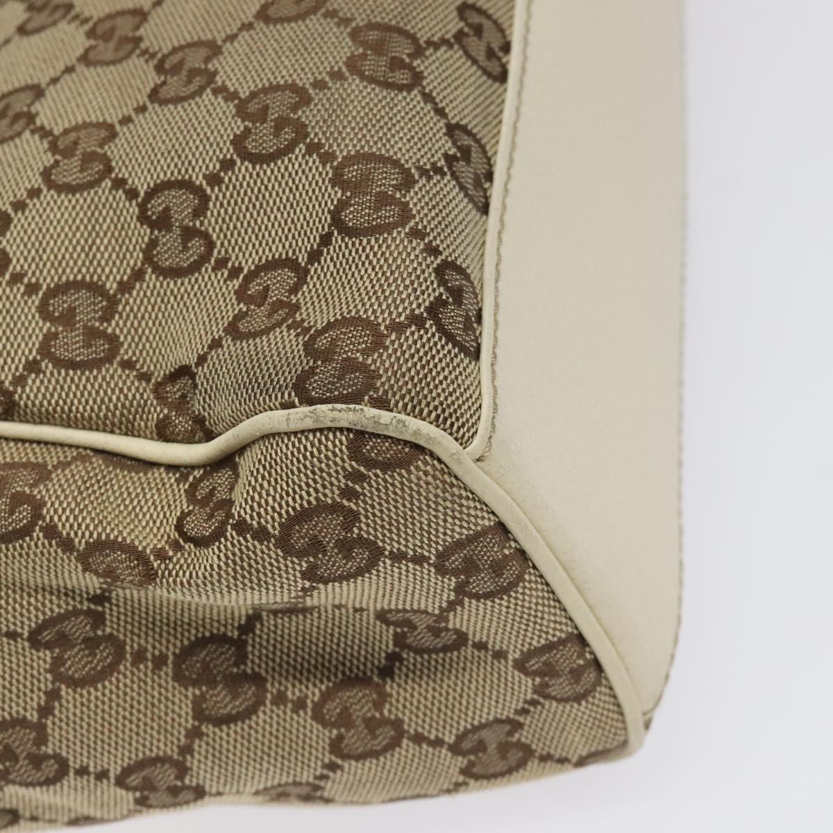 GUCCI GG Canvas Shoulder Bag Beige Gold 154982 Auth BA3658