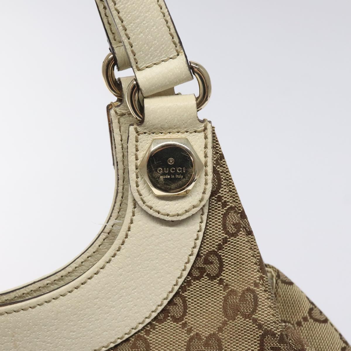 GUCCI GG Canvas Shoulder Bag Beige Gold 154982 Auth BA3658