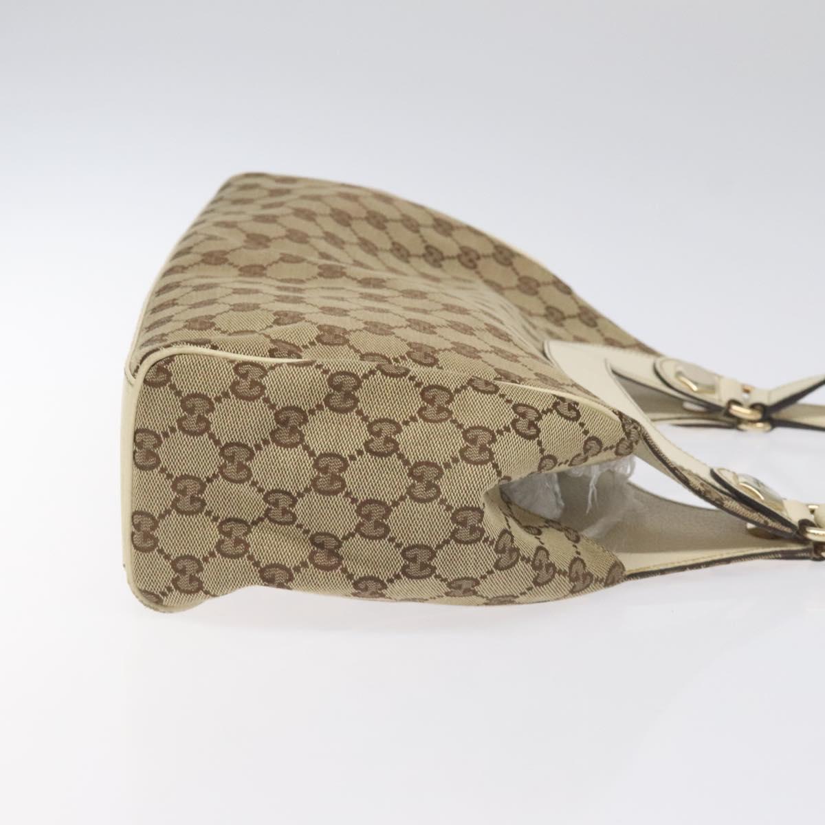 GUCCI GG Canvas Shoulder Bag Beige Gold 154982 Auth BA3658