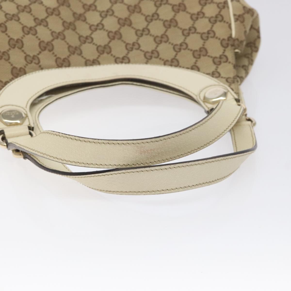 GUCCI GG Canvas Shoulder Bag Beige Gold 154982 Auth BA3658