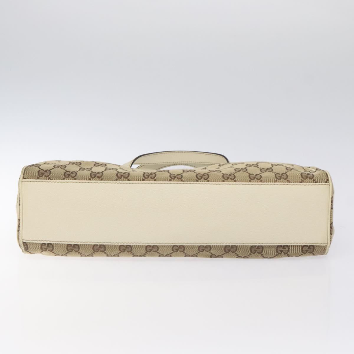 GUCCI GG Canvas Shoulder Bag Beige Gold 154982 Auth BA3658