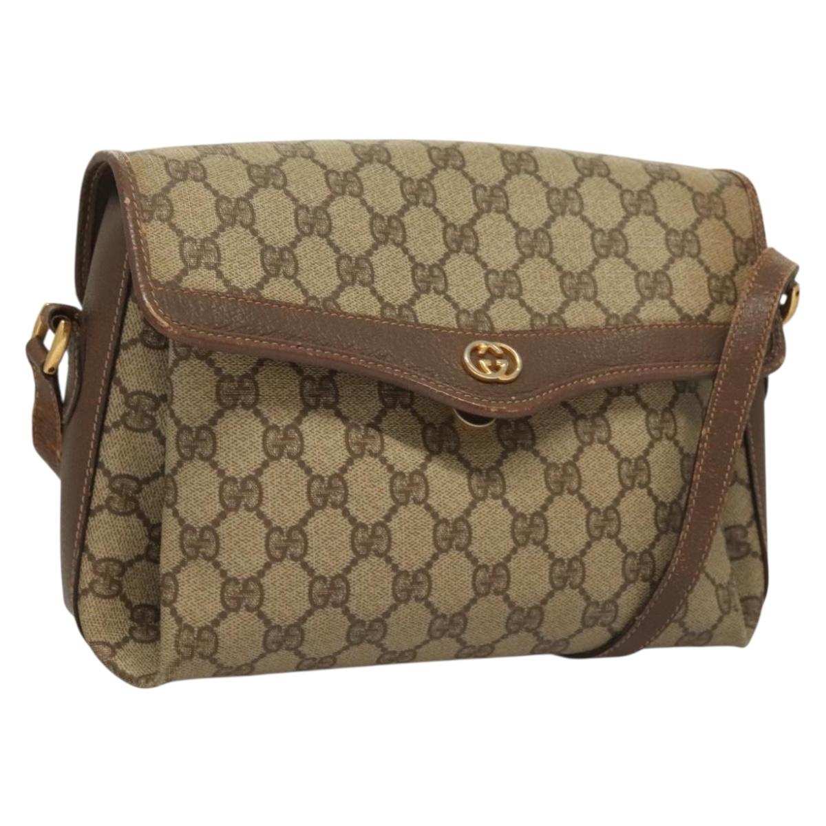 GUCCI GG Supreme Shoulder Bag PVC Beige Gold 001 113 6165 Auth BA3659
