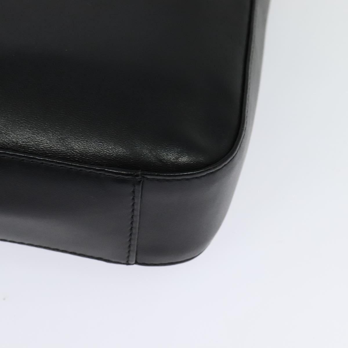 BURBERRY Shoulder Bag Leather Black Silver Auth BA3661