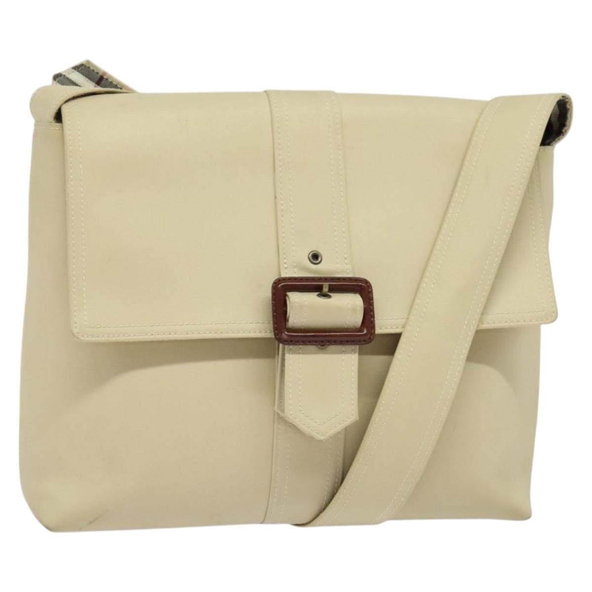BURBERRY Shoulder Bag Canvas Beige Auth BA3662