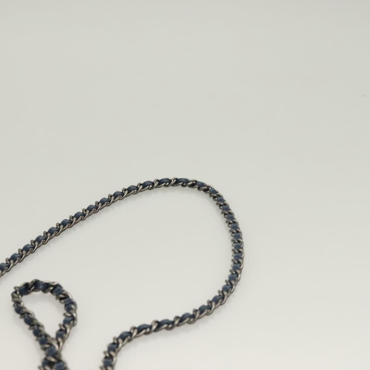 CHANEL Chain Shoulder Bag Lamb Skin Blue CC Auth BA3679