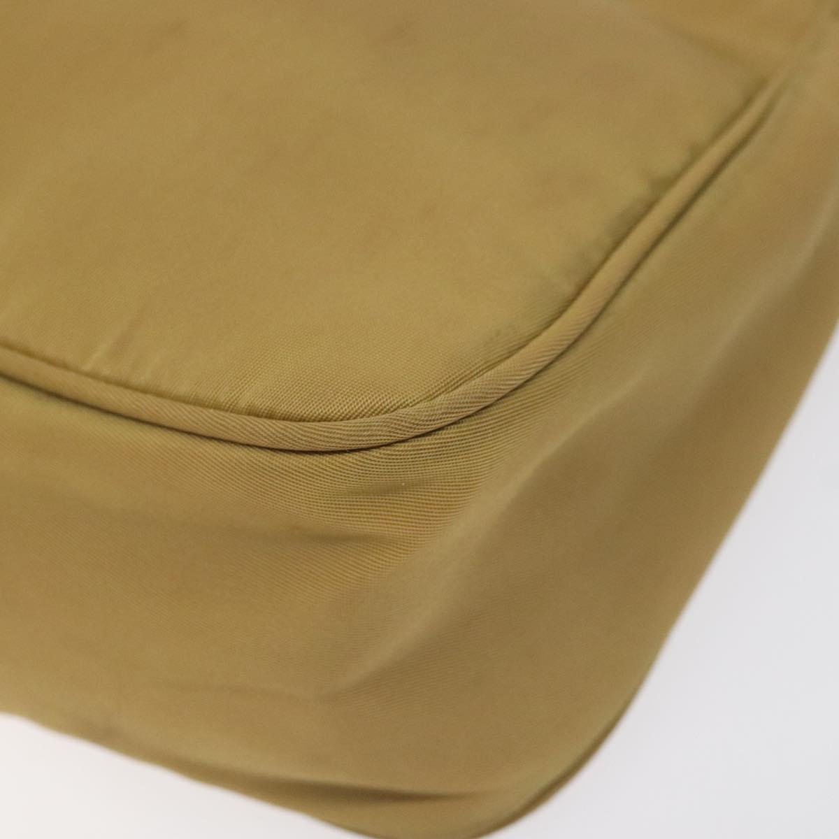 PRADA Accessory Pouch Nylon Beige Silver Auth BA3683