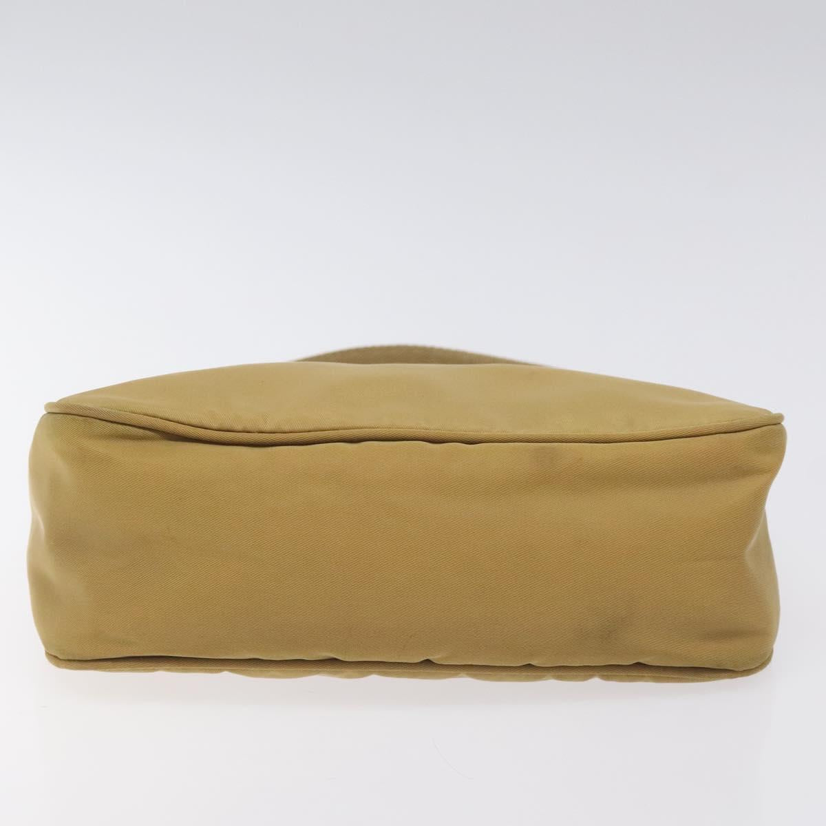 PRADA Accessory Pouch Nylon Beige Silver Auth BA3683