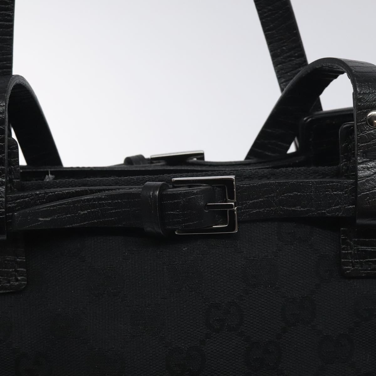 GUCCI GG Canvas Tote Bag Black Silver 107757 Auth BA3684