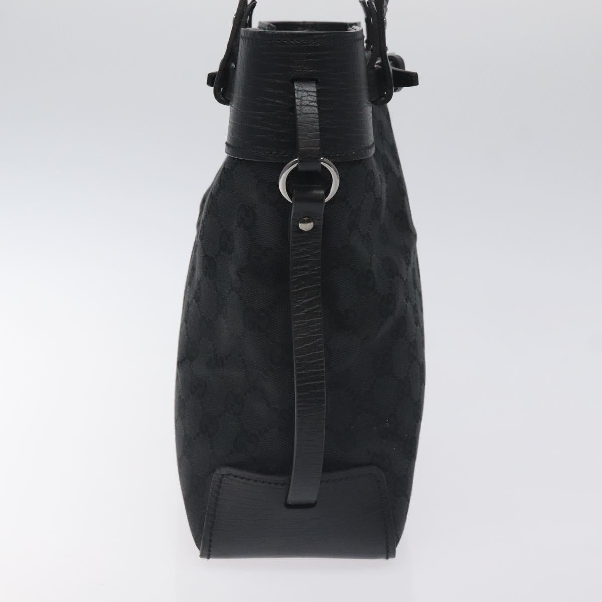 GUCCI GG Canvas Tote Bag Black Silver 107757 Auth BA3684