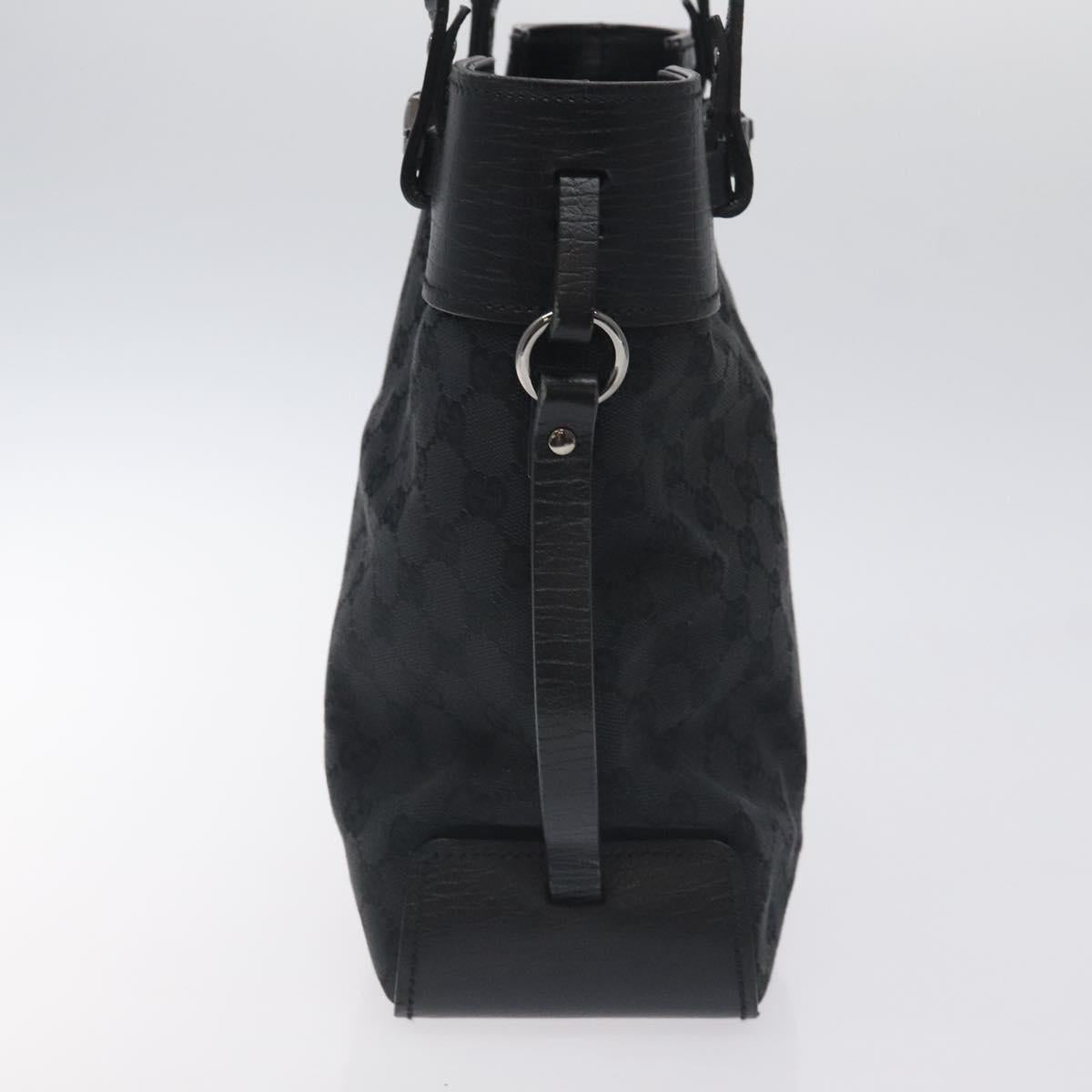 GUCCI GG Canvas Tote Bag Black Silver 107757 Auth BA3684