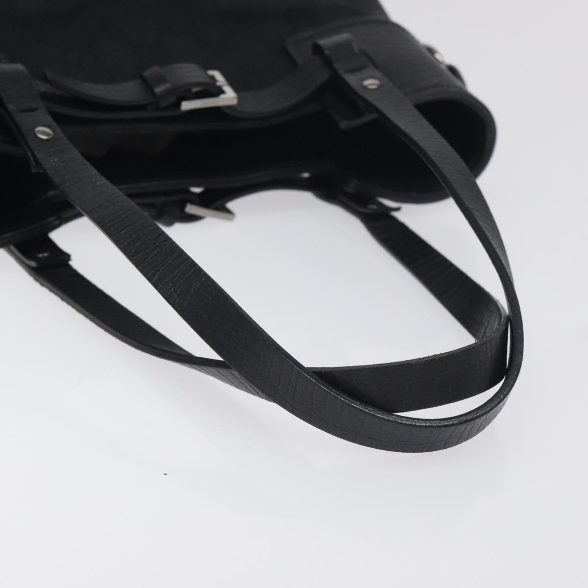 GUCCI GG Canvas Tote Bag Black Silver 107757 Auth BA3684