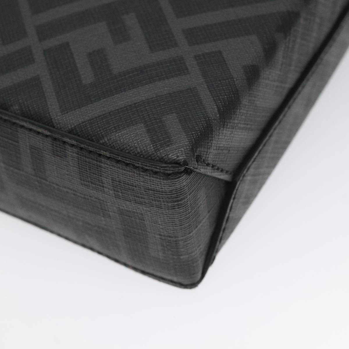 FENDI Zucca Canvas Clutch Bag PVC Black Silver Auth BA3687M