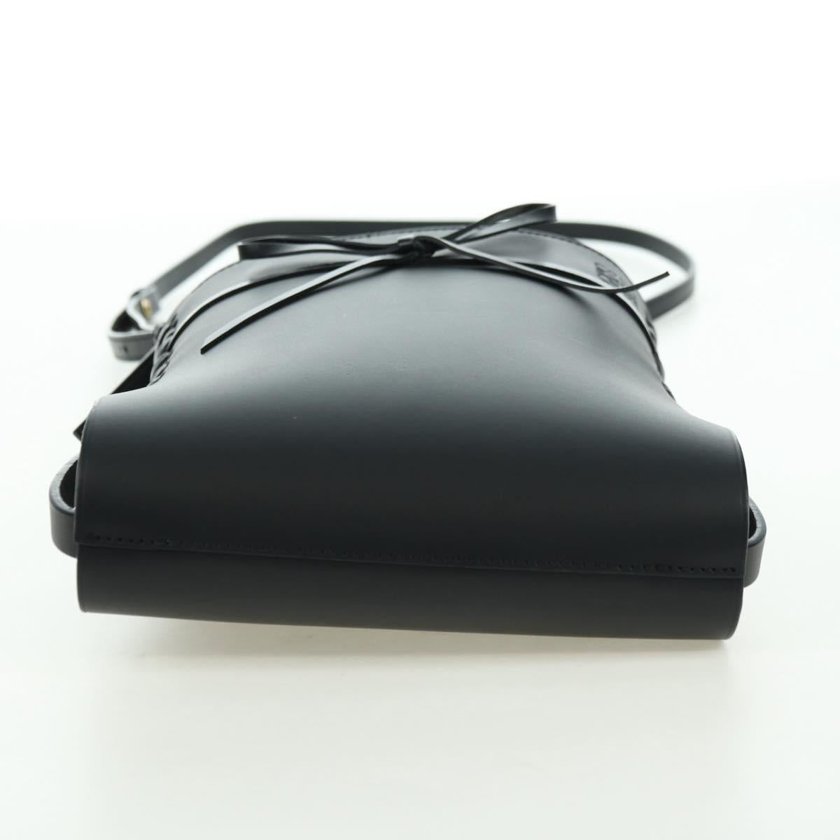 LOEWE Anagram Ikebana Shoulder Bag Leather Black Gold Auth BA3690