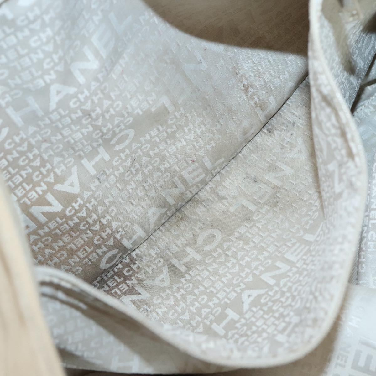 CHANEL COCO Mark Tote Bag Canvas Beige Silver CC Auth BA3696