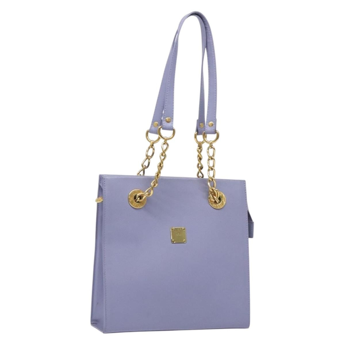 MCM Chain Shoulder Bag Leather Lavende Gold Auth BA3698