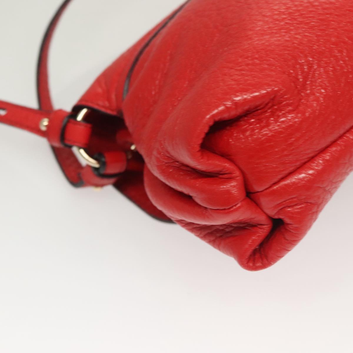 Chloe Lily Hand Bag Leather 2way Red Gold Auth BA3699