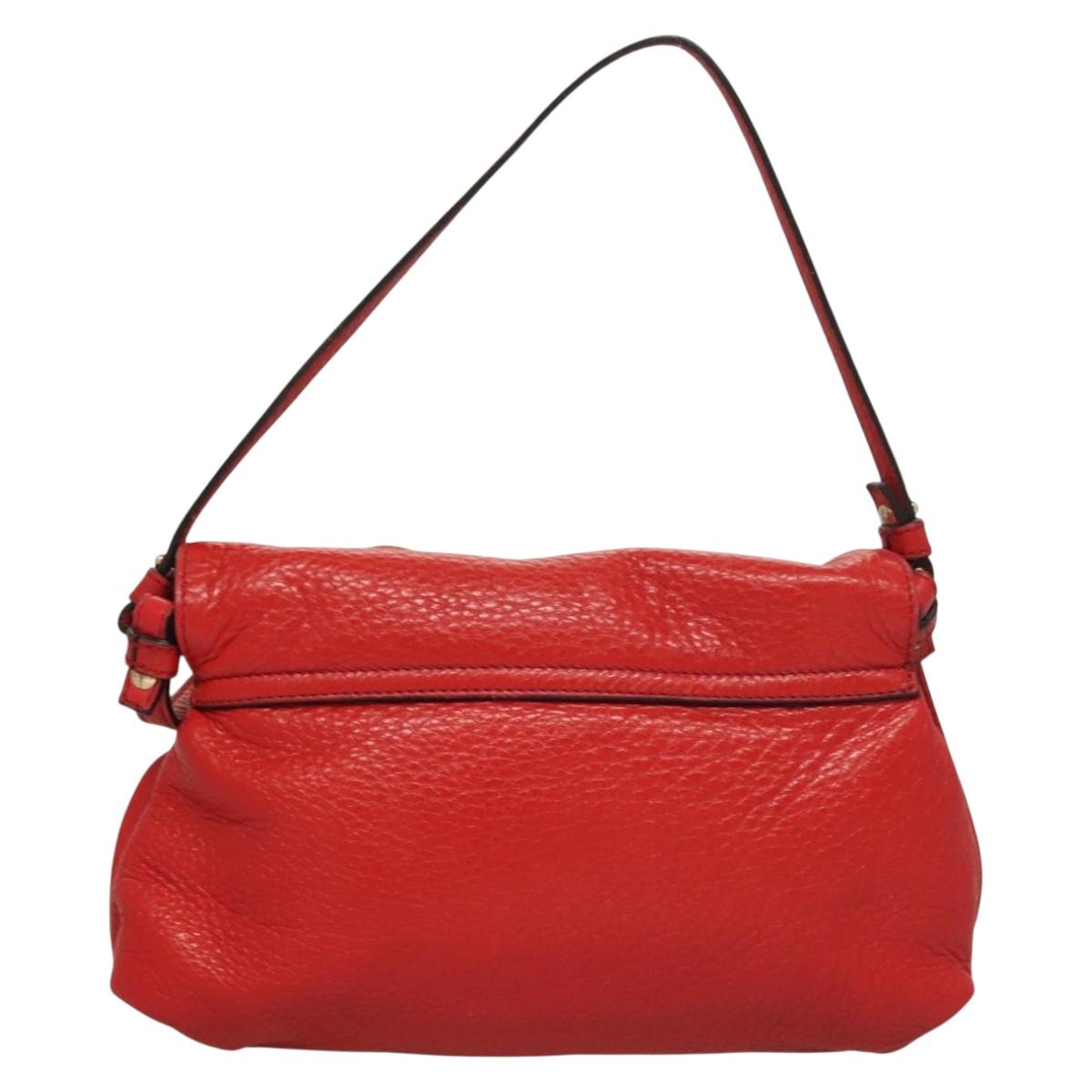 Chloe Lily Hand Bag Leather 2way Red Gold Auth BA3699