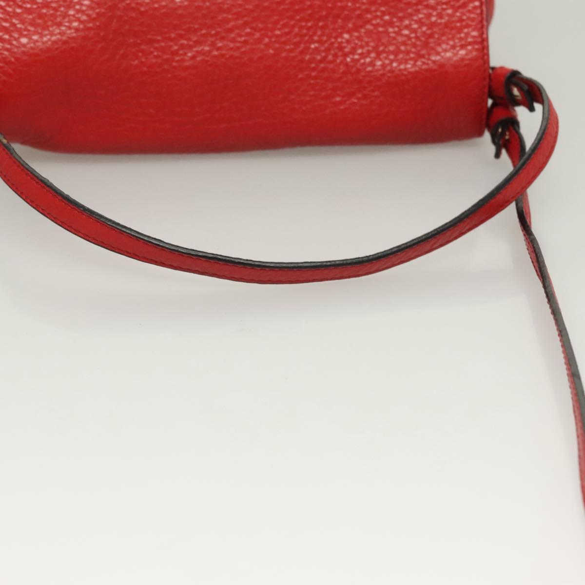 Chloe Lily Hand Bag Leather 2way Red Gold Auth BA3699