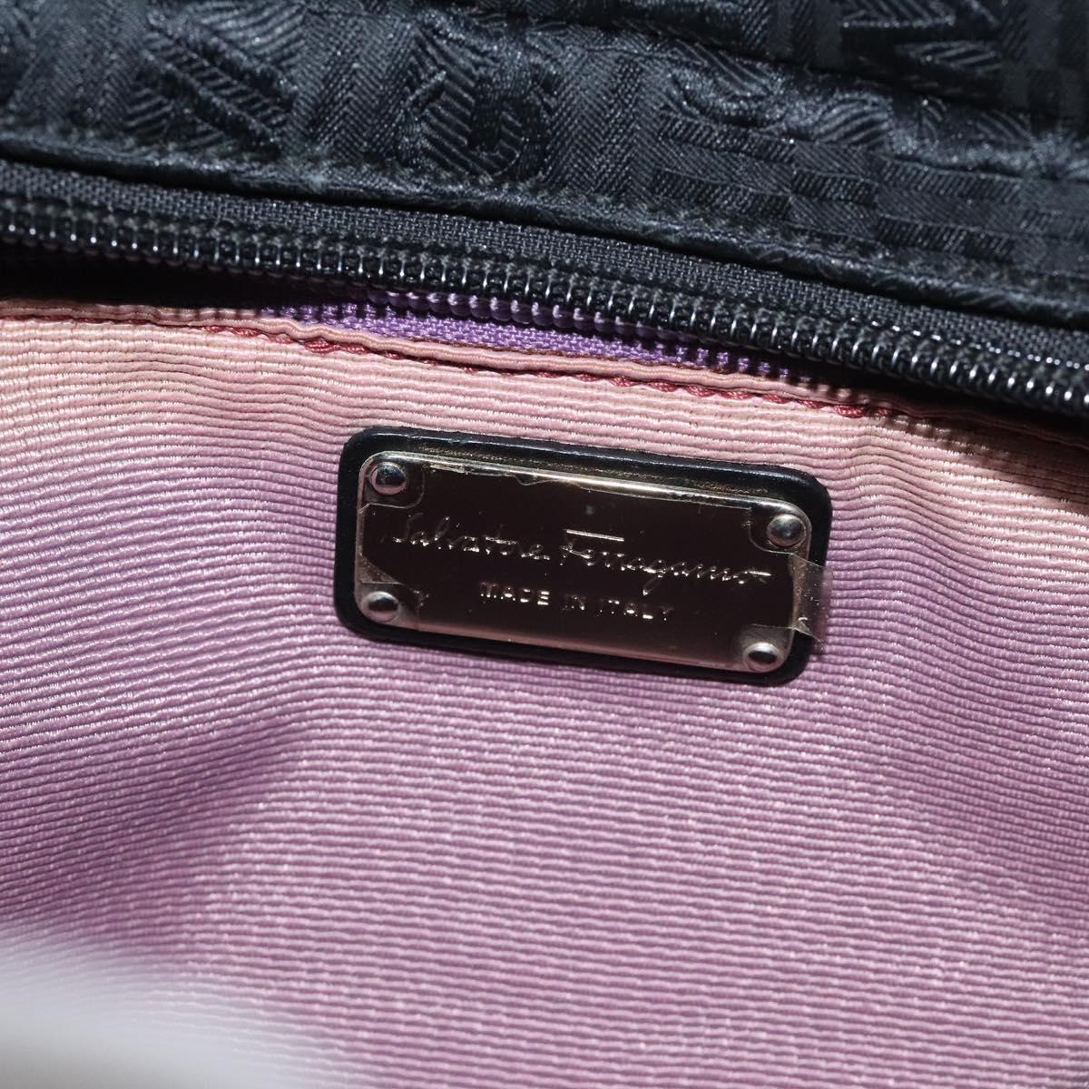 Salvatore Ferragamo Shoulder Bag Canvas Black Silver Auth BA3712