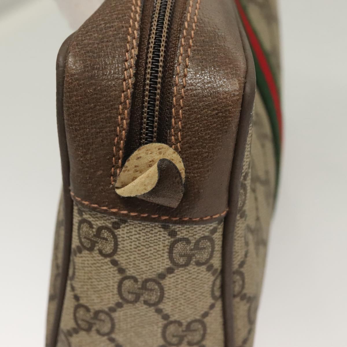 GUCCI GG Supreme Web Sherry Line Clutch Bag PVC Beige Gold 89 01 012 Auth BA3730