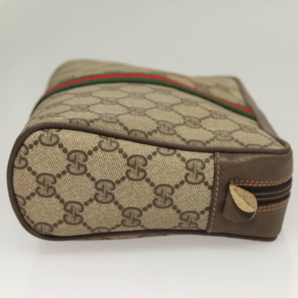 GUCCI GG Supreme Web Sherry Line Clutch Bag PVC Beige Gold 89 01 012 Auth BA3730