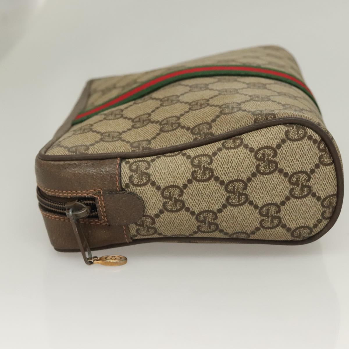GUCCI GG Supreme Web Sherry Line Clutch Bag PVC Beige Gold 89 01 012 Auth BA3730