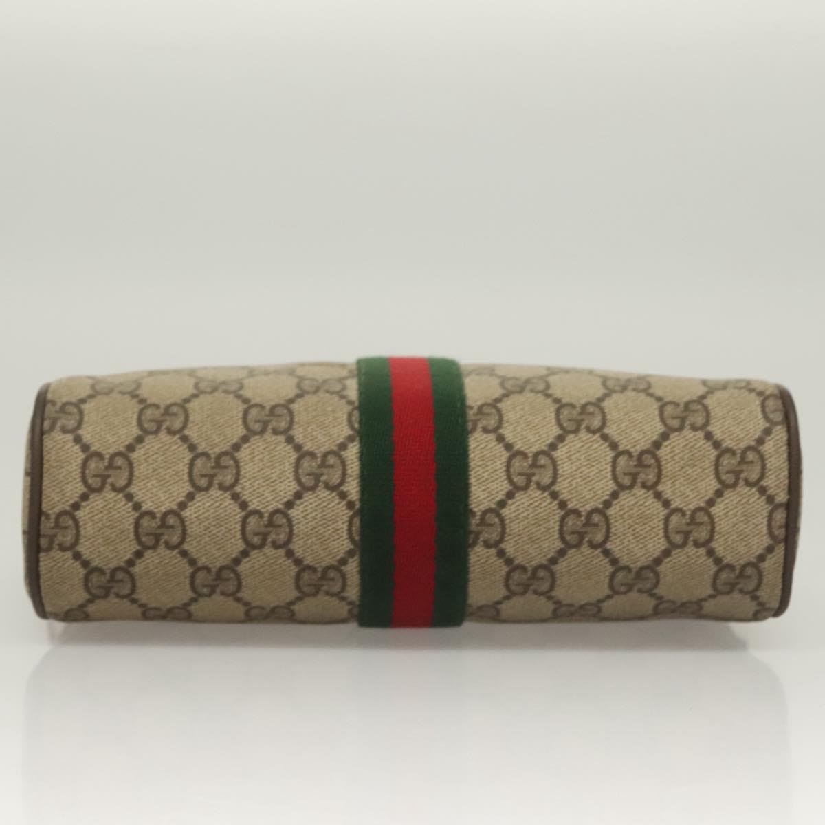 GUCCI GG Supreme Web Sherry Line Clutch Bag PVC Beige Gold 89 01 012 Auth BA3730