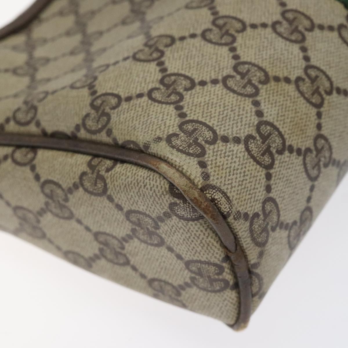GUCCI GG Supreme Web Sherry Line Clutch Bag PVC Beige Gold Red Auth BA3731