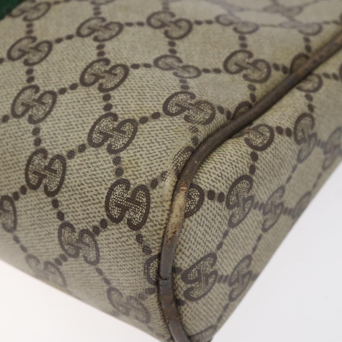 GUCCI GG Supreme Web Sherry Line Clutch Bag PVC Beige Gold Red Auth BA3731