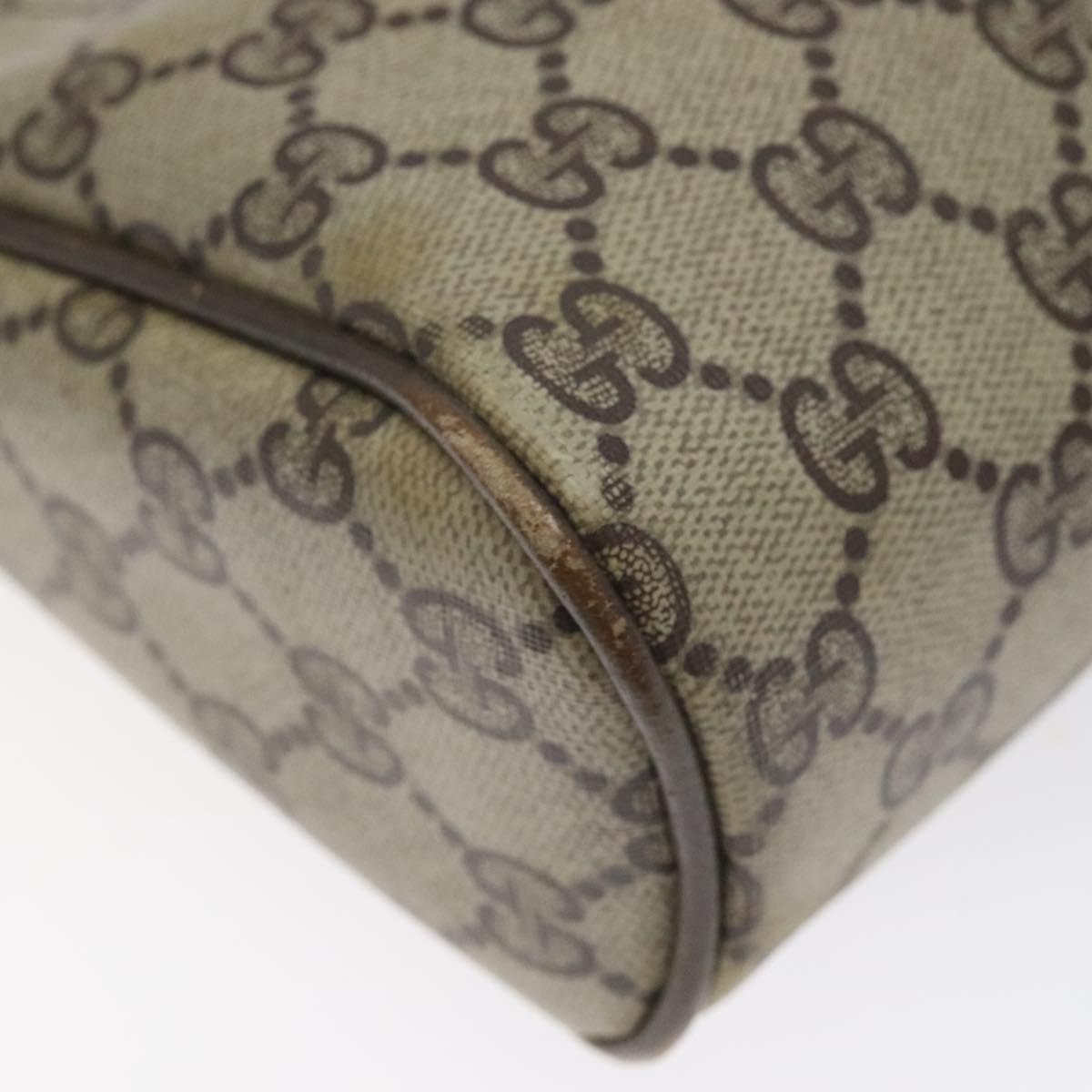 GUCCI GG Supreme Web Sherry Line Clutch Bag PVC Beige Gold Red Auth BA3731