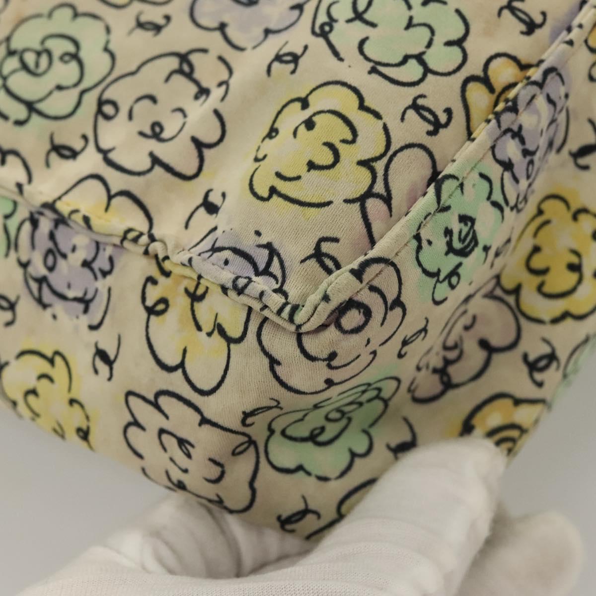 CHANEL Camelia COCO Mark Tote Bag Cotton Multicolor CC Auth BA3738