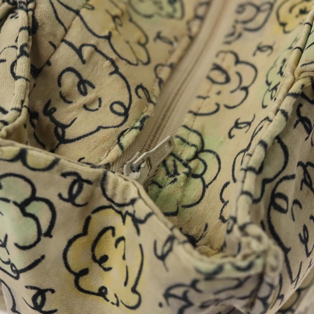 CHANEL Camelia COCO Mark Tote Bag Cotton Multicolor CC Auth BA3738