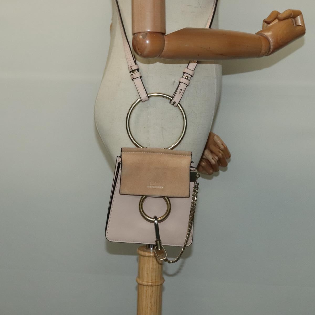 Chloe Fay Hand Bag Leather 2way Pink Gold Auth BA3740