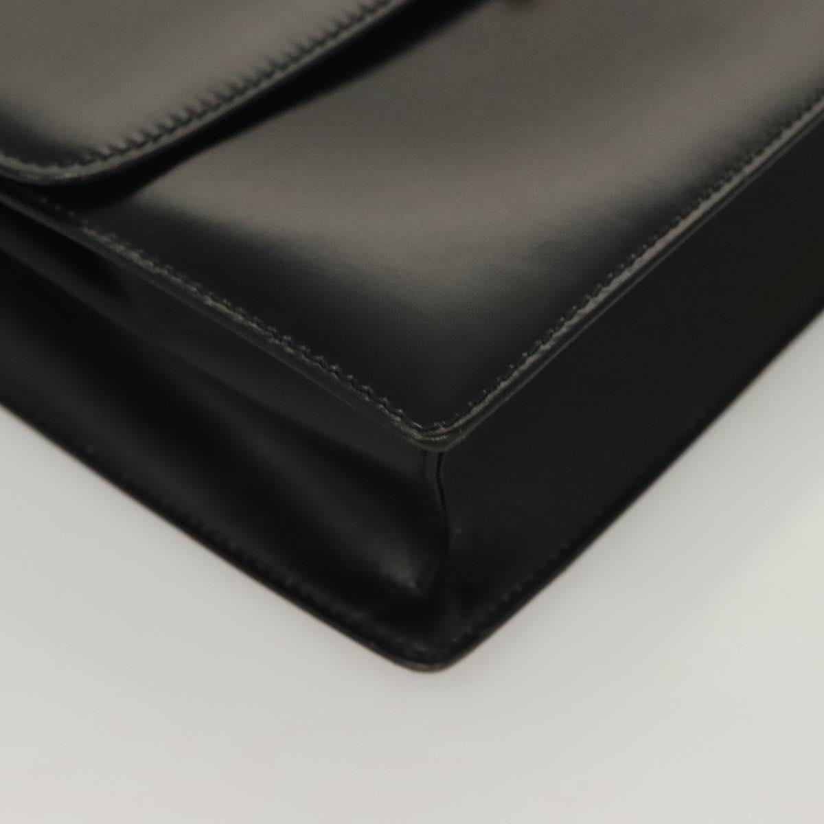CELINE Shoulder Bag Leather Black Gold Auth BA3770