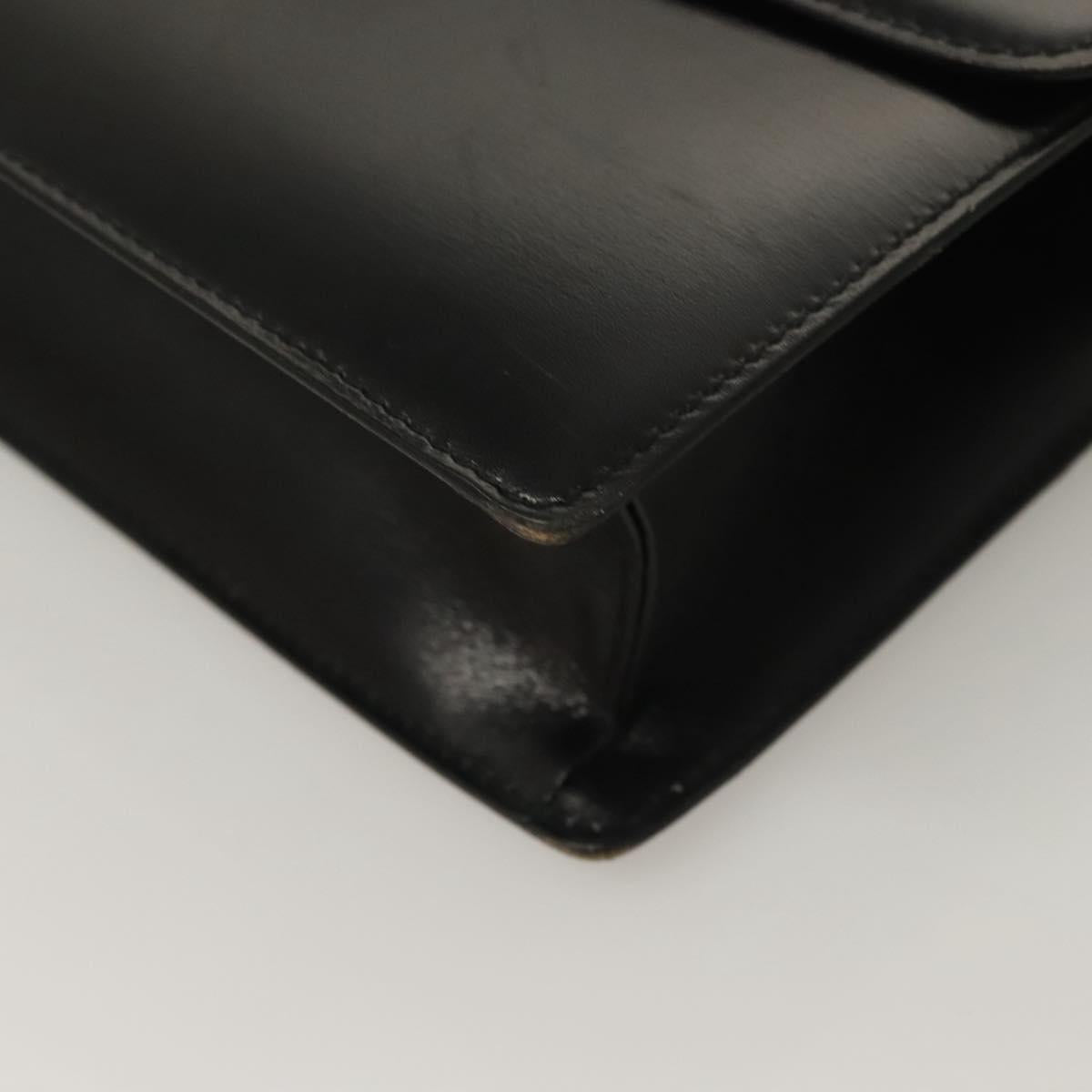CELINE Shoulder Bag Leather Black Gold Auth BA3770
