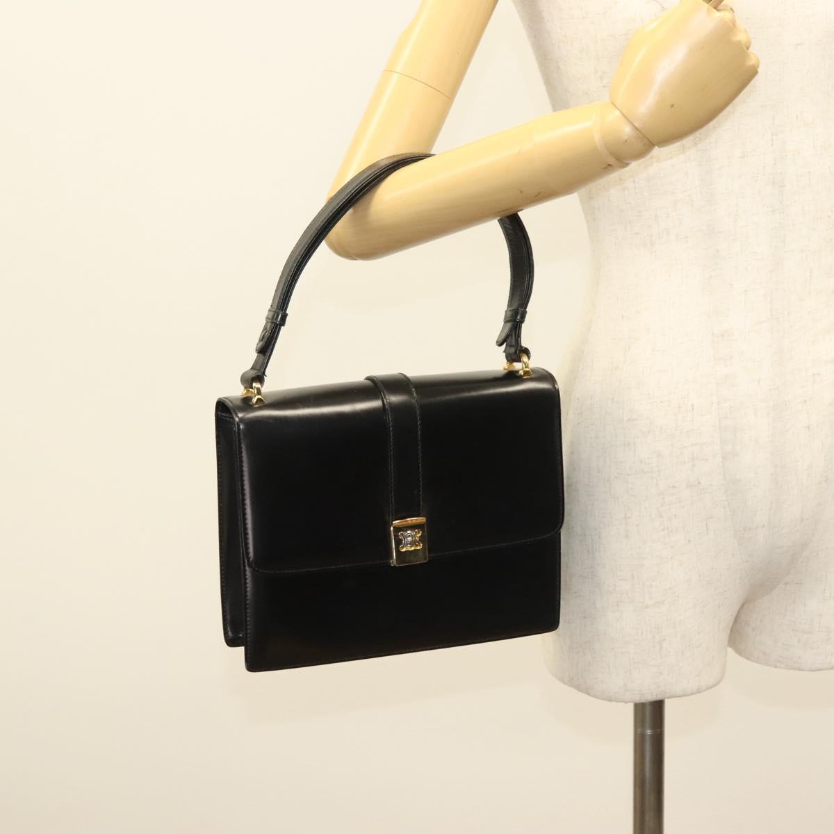 CELINE Shoulder Bag Leather Black Gold Auth BA3770