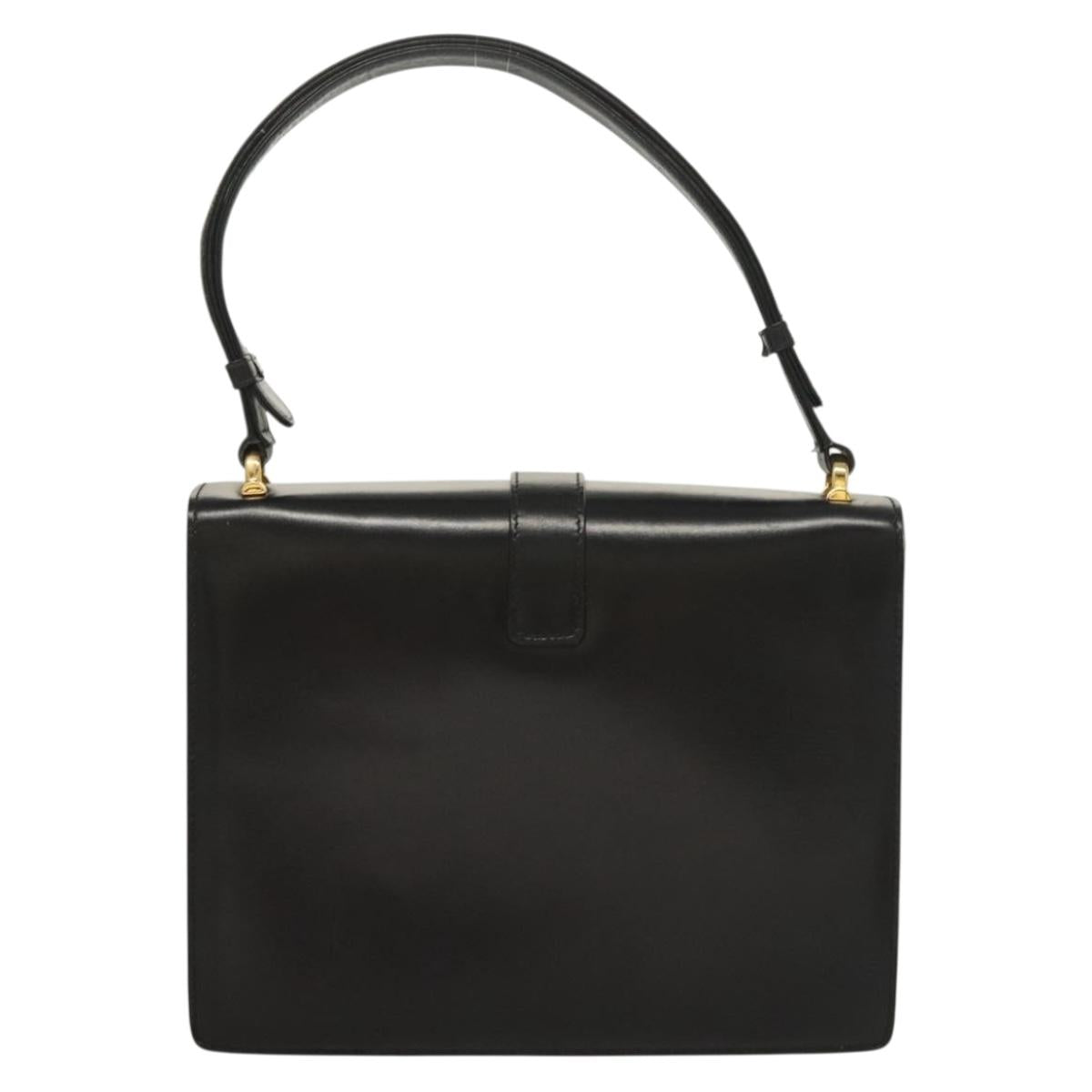 CELINE Shoulder Bag Leather Black Gold Auth BA3770