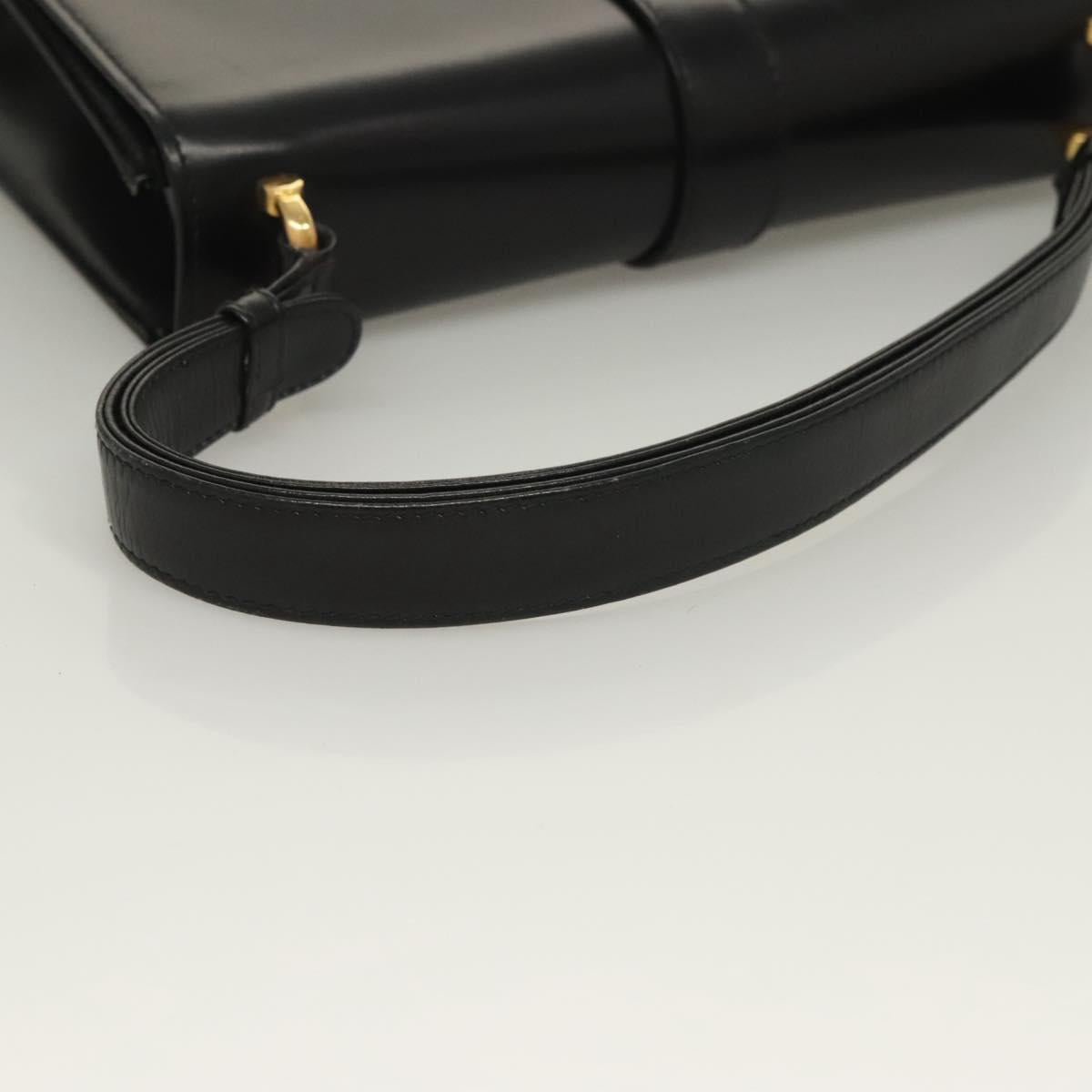 CELINE Shoulder Bag Leather Black Gold Auth BA3770