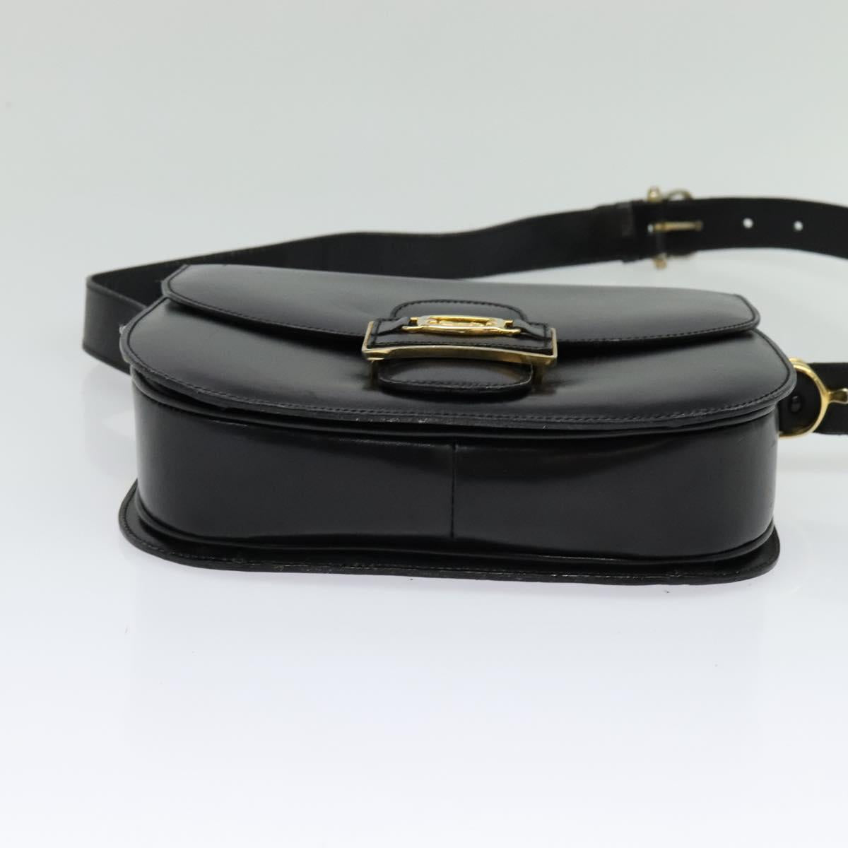 CELINE Sulky Shoulder Bag Leather Black Gold Auth BA3771