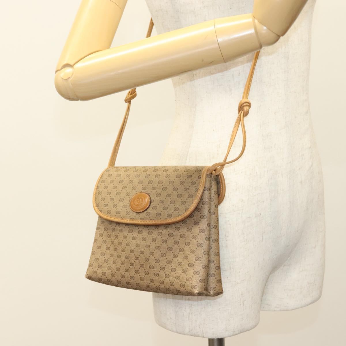 GUCCI Micro GG Supreme Shoulder Bag PVC Beige Gold 49 001 5548 Auth BA3774