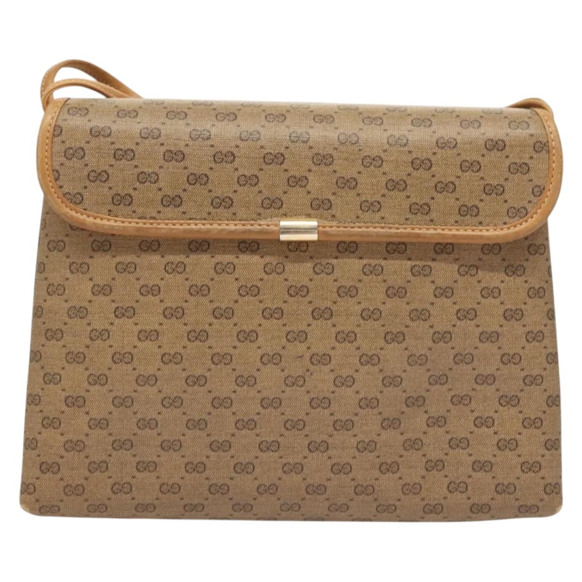 GUCCI Micro GG Supreme Shoulder Bag PVC Beige Gold 49 001 5548 Auth BA3774