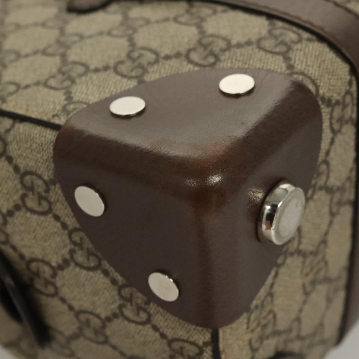 GUCCI GG Supreme Hand Bag PVC Beige Silver 643814 Auth BA3775