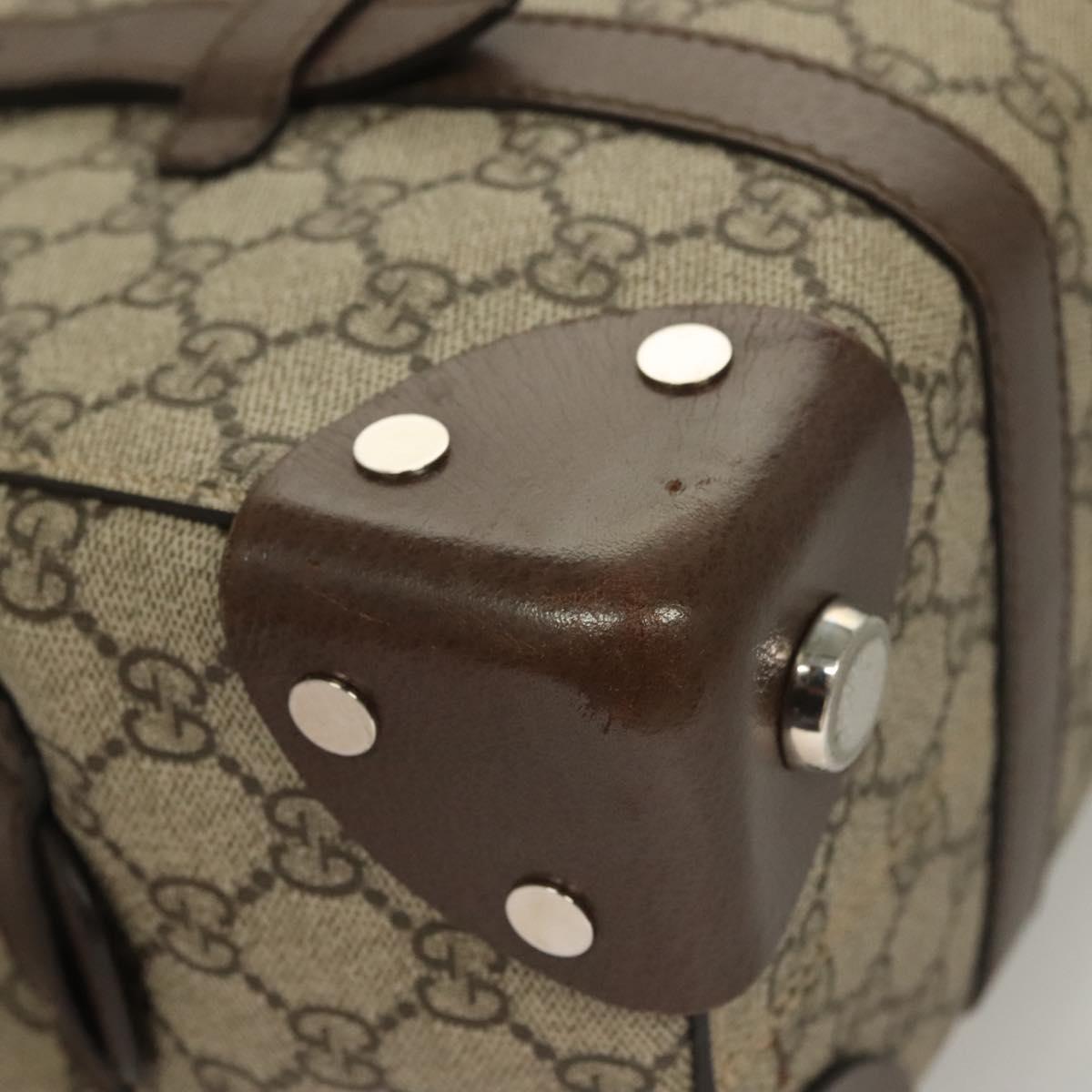 GUCCI GG Supreme Hand Bag PVC Beige Silver 643814 Auth BA3775