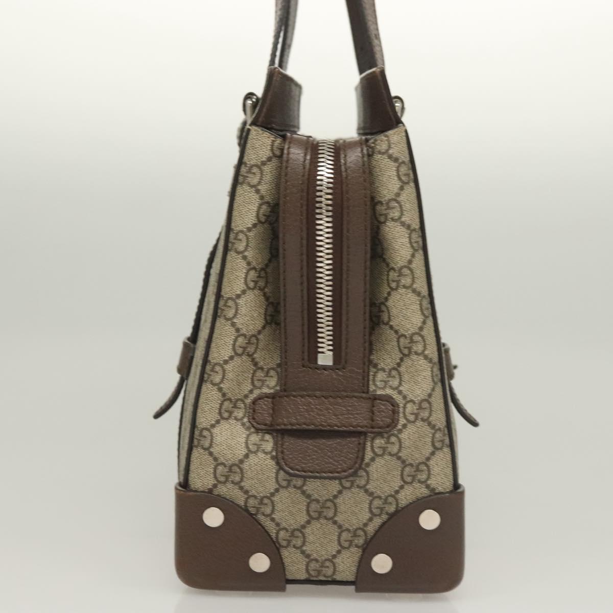 GUCCI GG Supreme Hand Bag PVC Beige Silver 643814 Auth BA3775