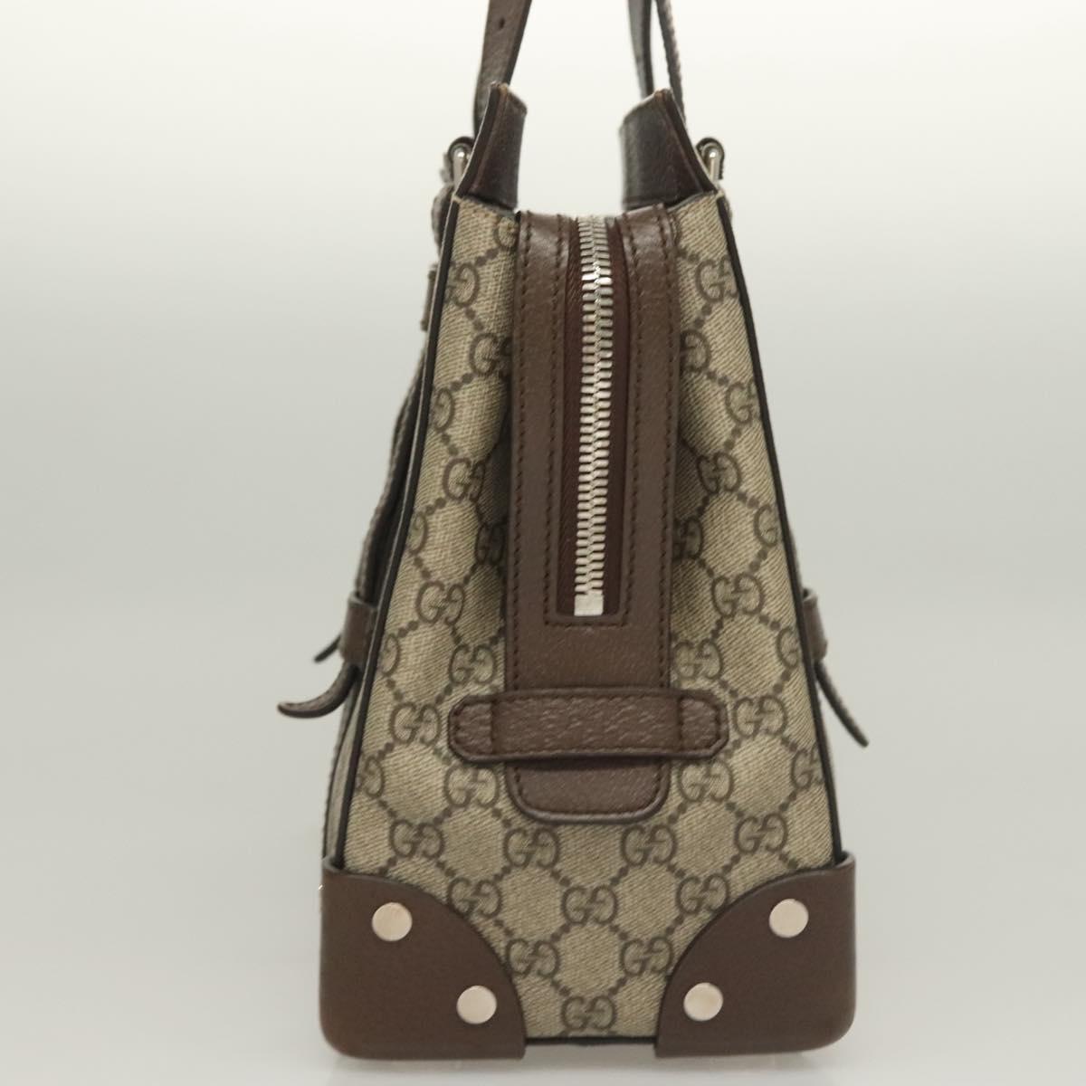 GUCCI GG Supreme Hand Bag PVC Beige Silver 643814 Auth BA3775